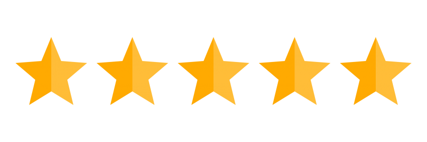 Five gold stars representing a five-star rating