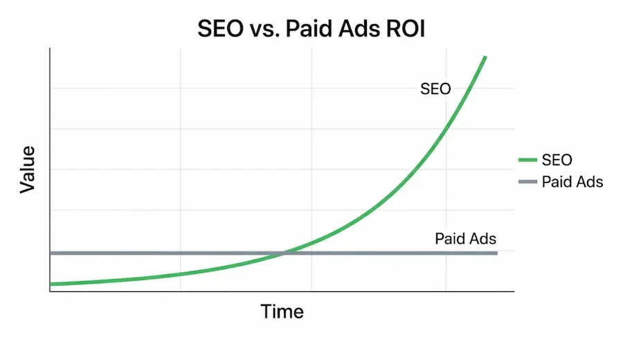 SEO vs. Paid Ads ROI graphlette