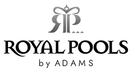 Royal Pools by Adams logo with stylized monogram and gray text