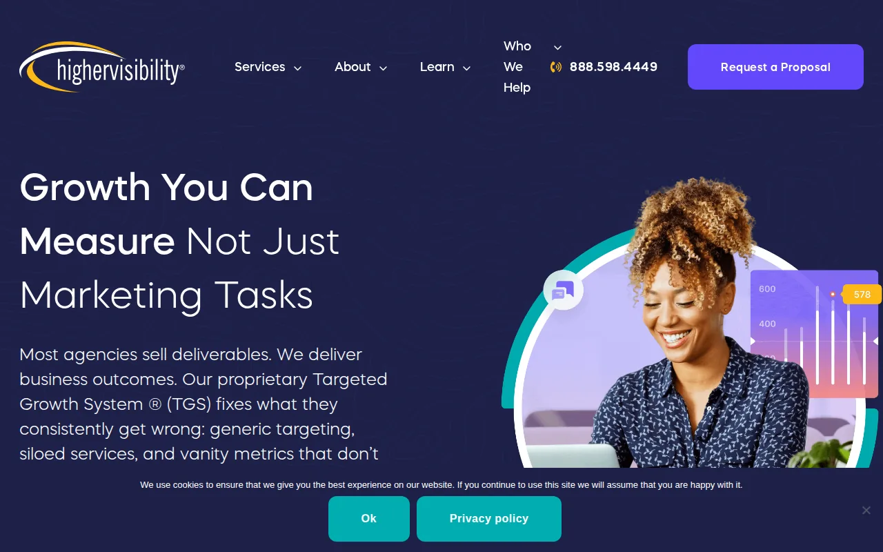 Screenshot of the HigherVisibility website
