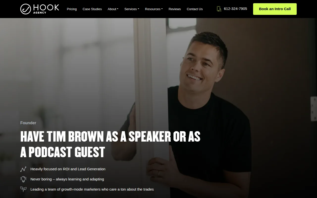 Screenshot of the Hook Agency website