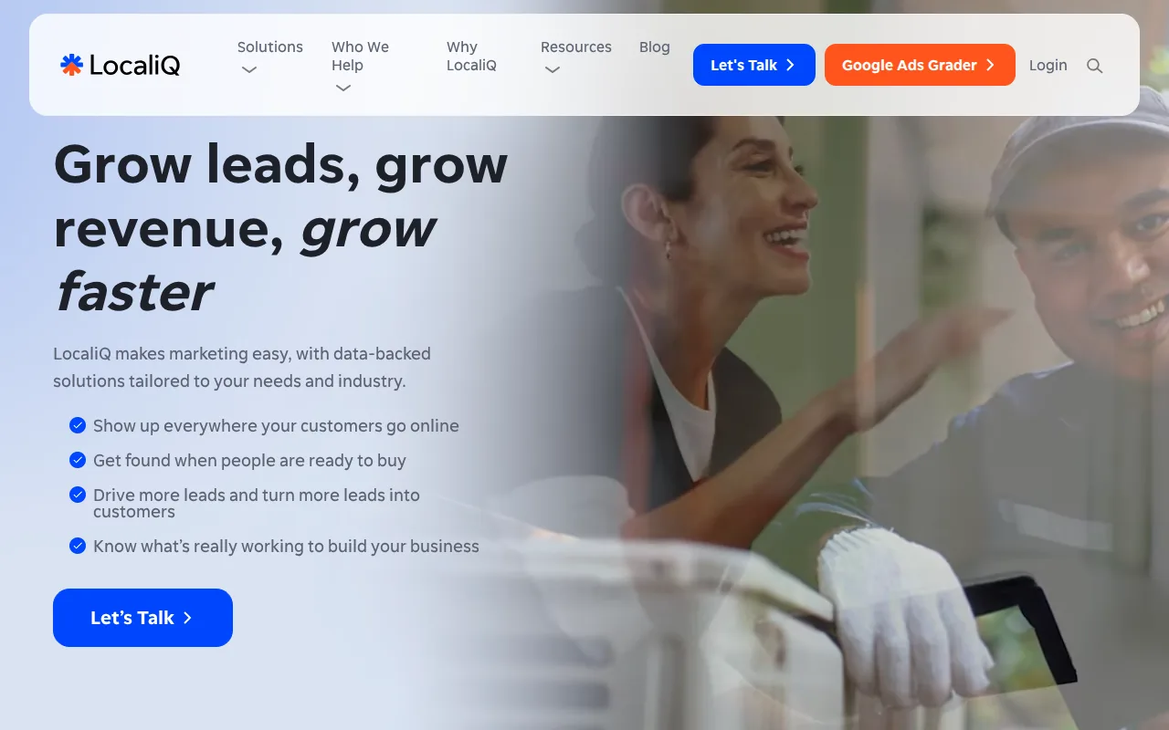 Screenshot of the LocaliQ website