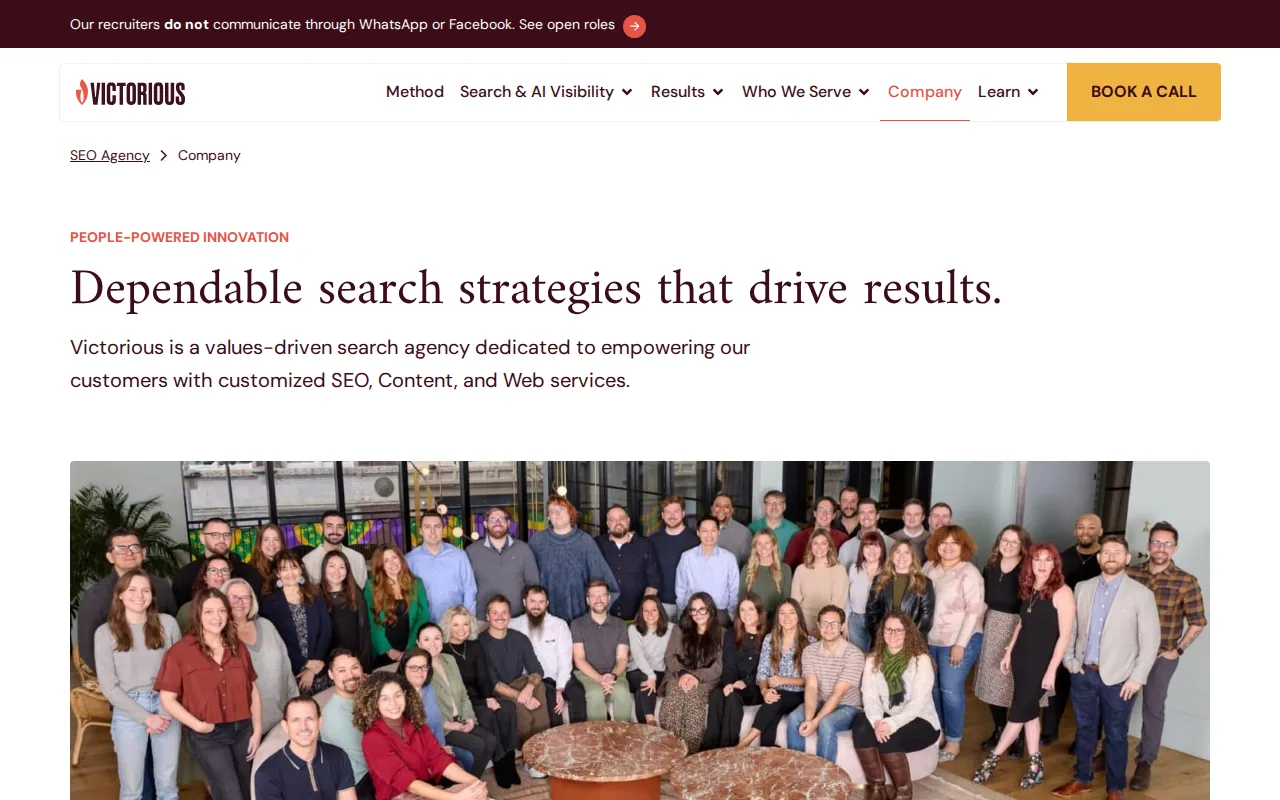 Screenshot of the Victorious website