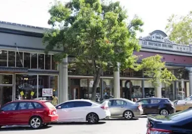 Railroad Square Historic District storefronts in Santa Rosa, California